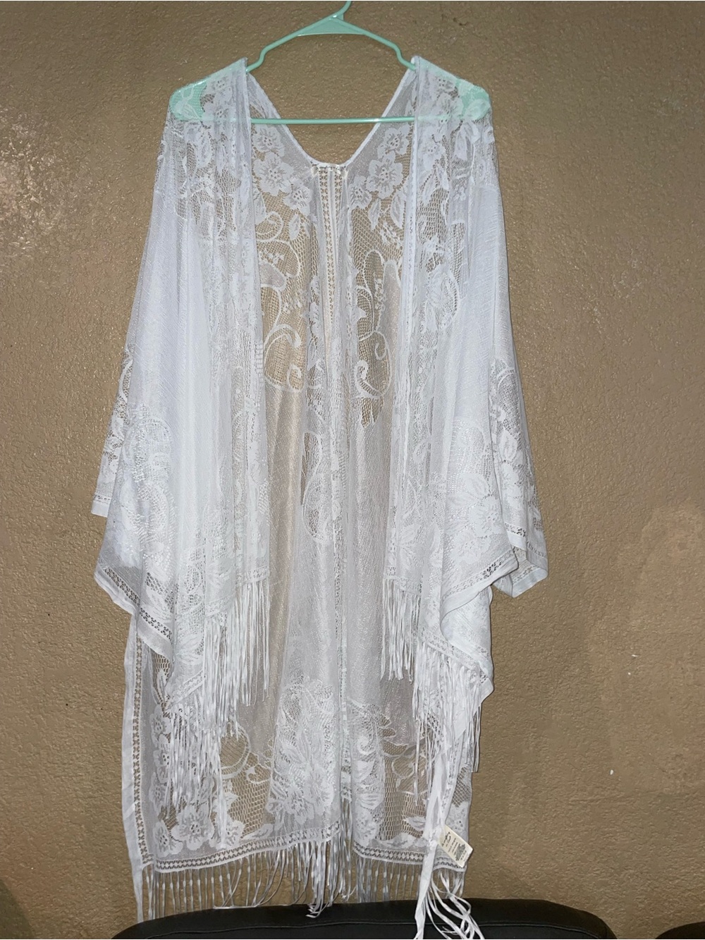 Do everything in love White Lace Fringe Swim Coverup